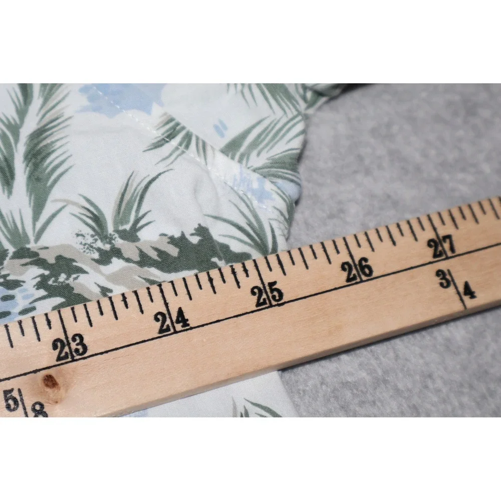 J Crew Button Down Shirt Mens XL Blue Palm Tree Island Print Hawaiian Cotton